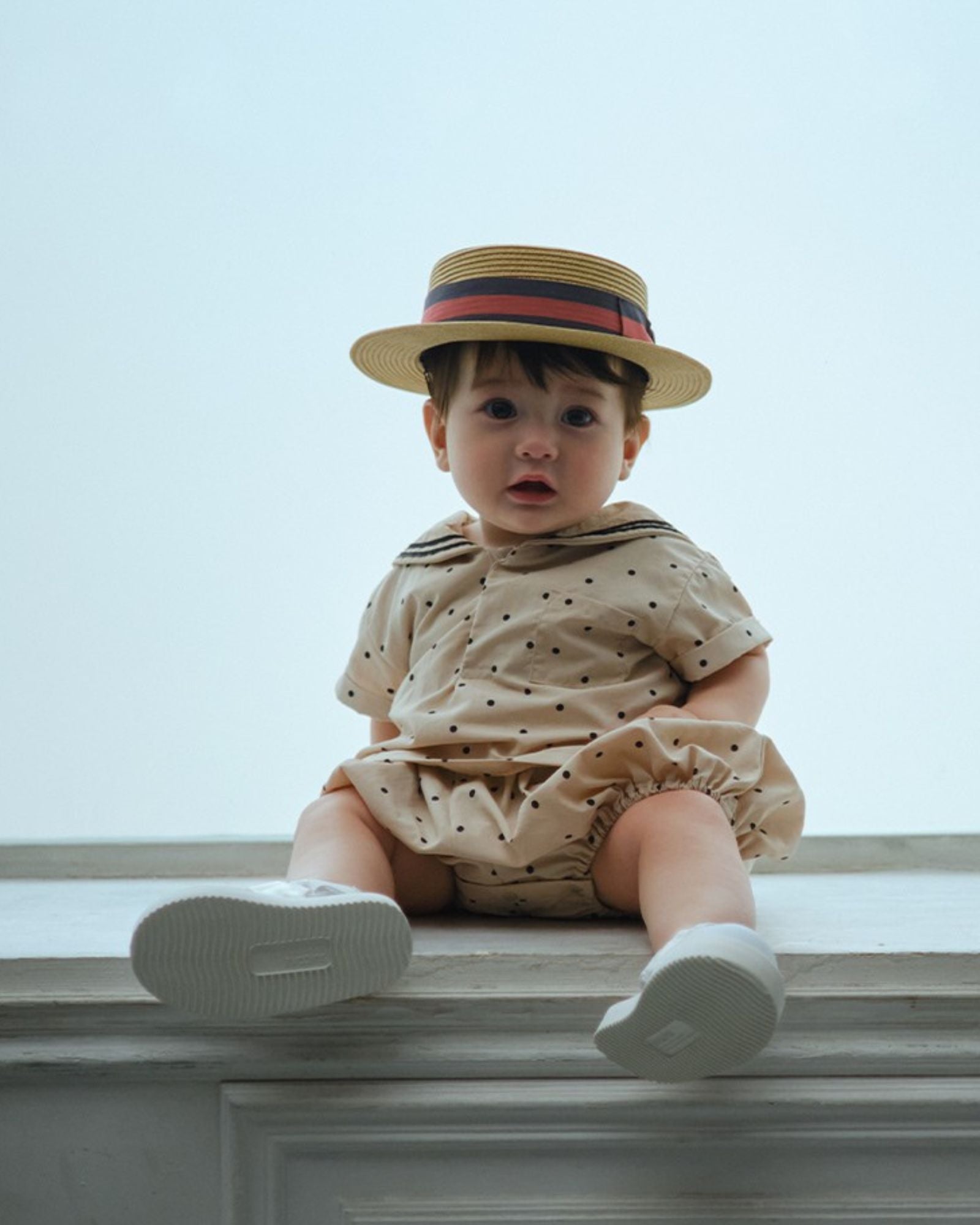 Mess-free Sailor Baby Romper - Dots