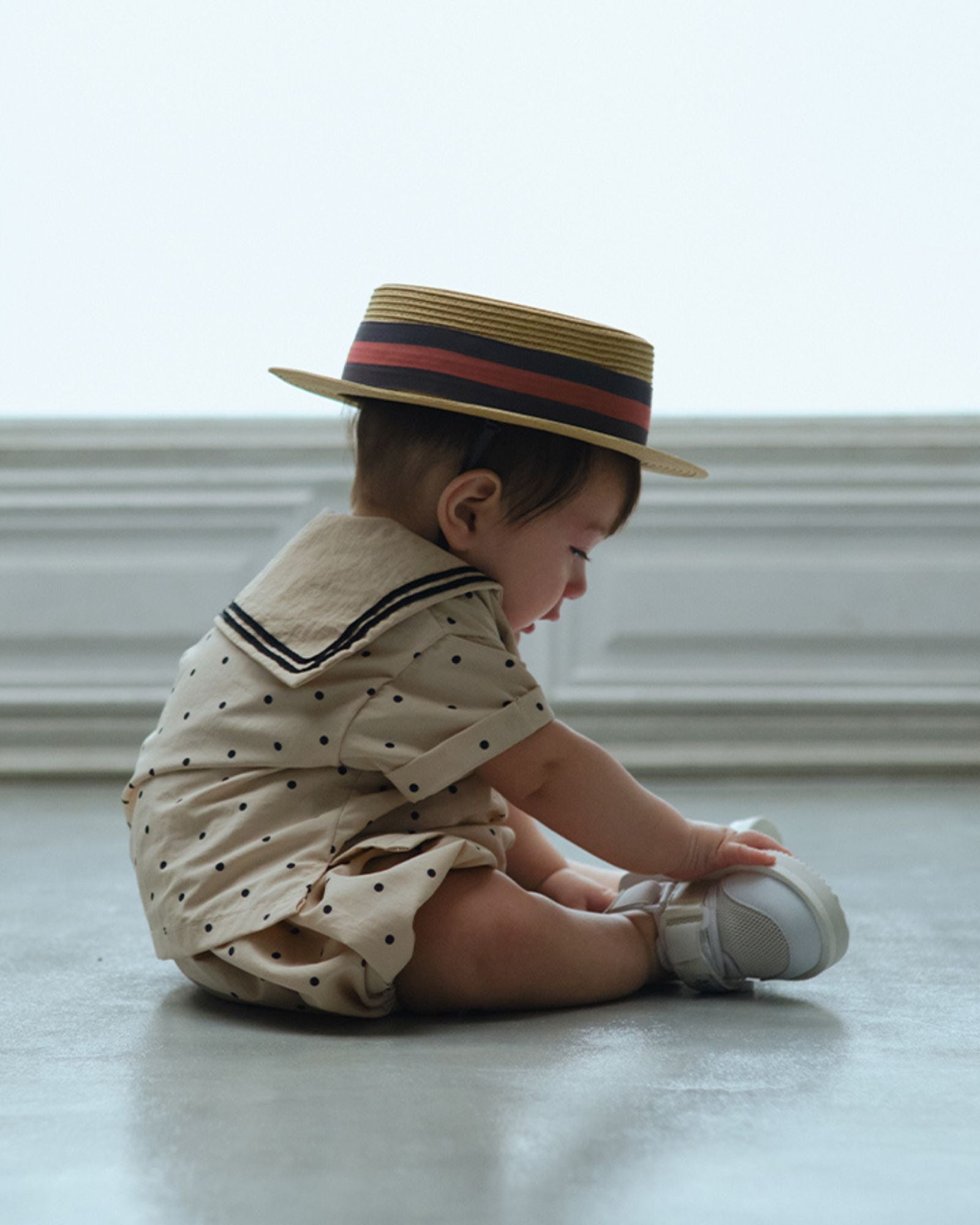 Mess-free Sailor Baby Romper - Dots
