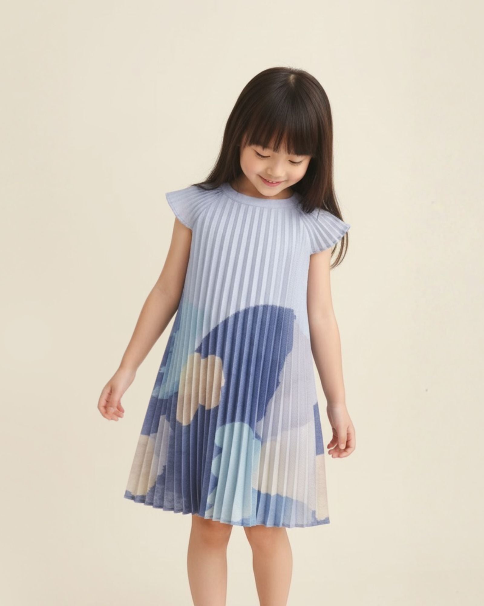 Pre-order: Moonlit Glow Butterfly Pleated Girls Dress