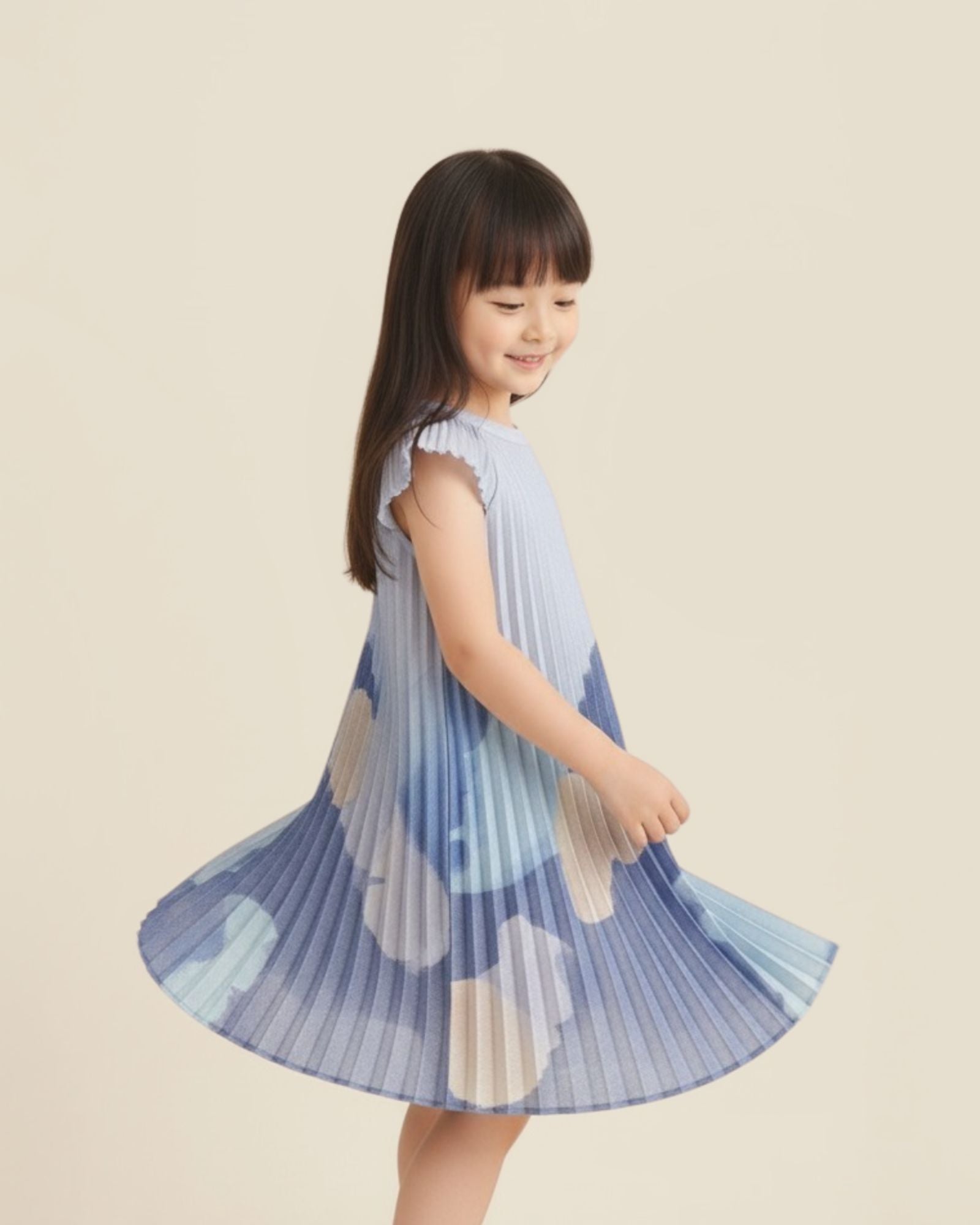 Pre-order: Moonlit Glow Butterfly Pleated Girls Dress