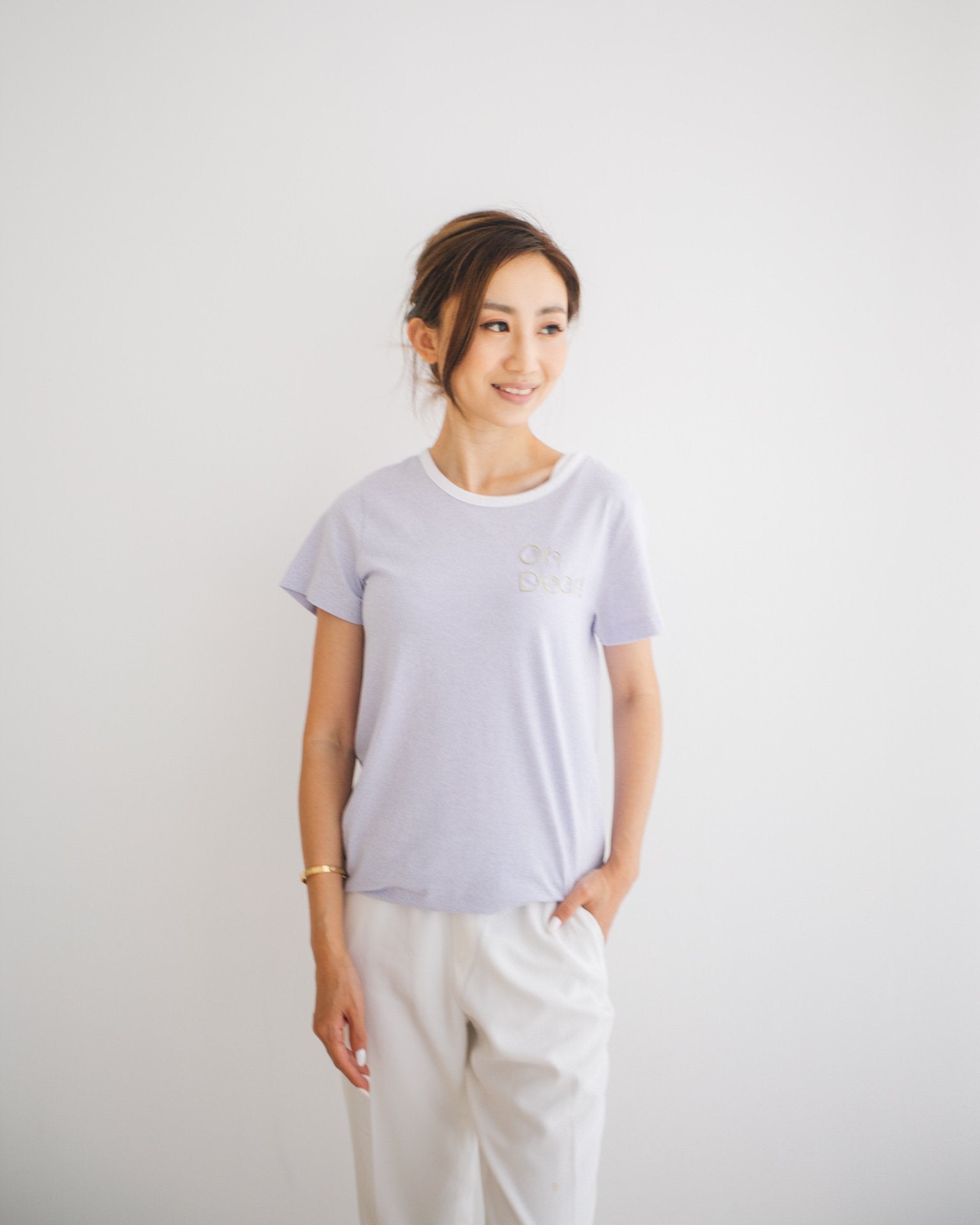 family matching clothes, uh-oh tee, mom and daughter matching, summer embroidery tee, purple