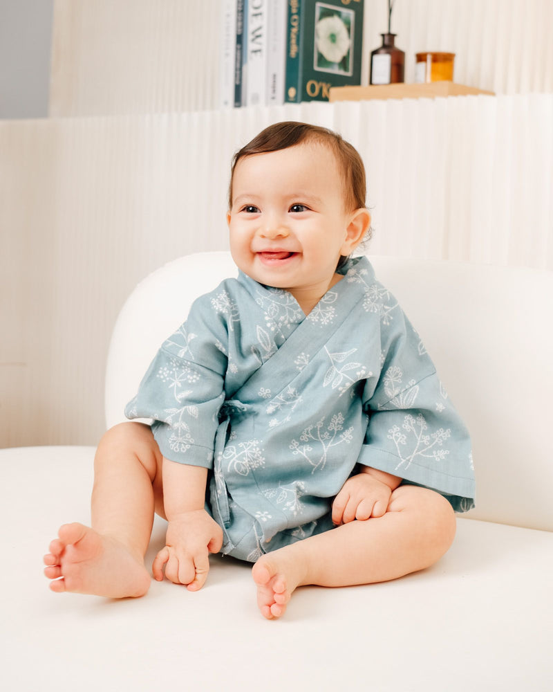 Old Tiralahilacha Babys Linen Blend Kimono Body Jungle Beige