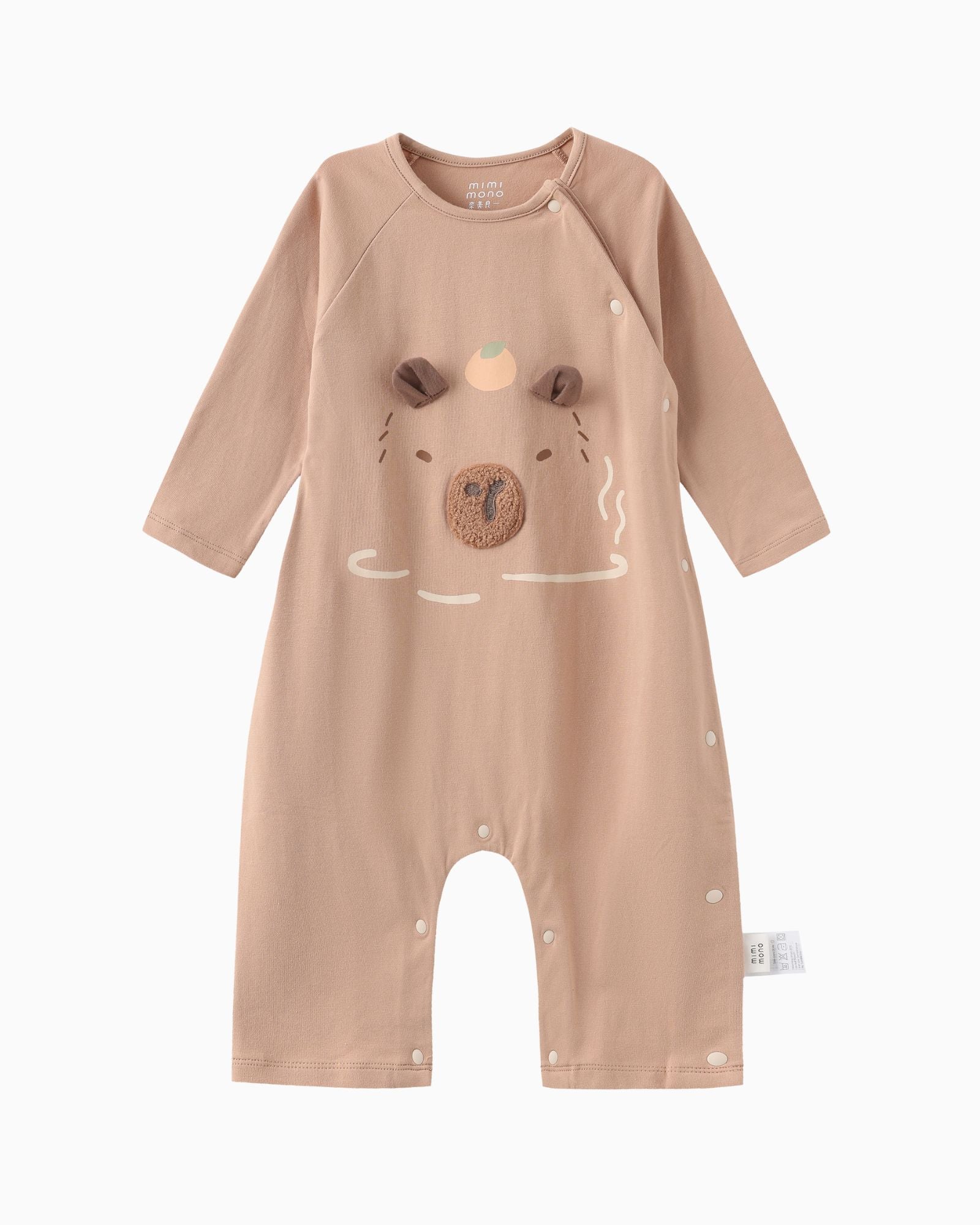 Pre-order: Capybara In Onsen Long Sleeves Baby Romper