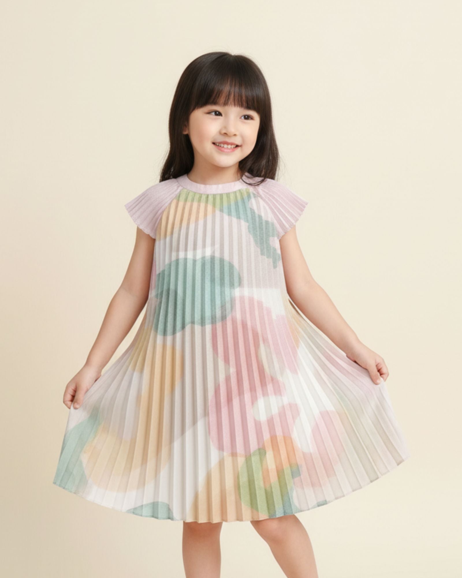 Pre-order: Blissful Blooms Butterfly Pleated Girls Dress