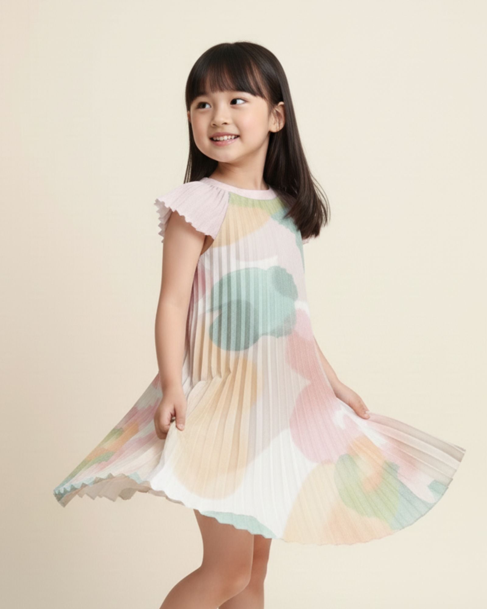 Pre-order: Blissful Blooms Butterfly Pleated Girls Dress