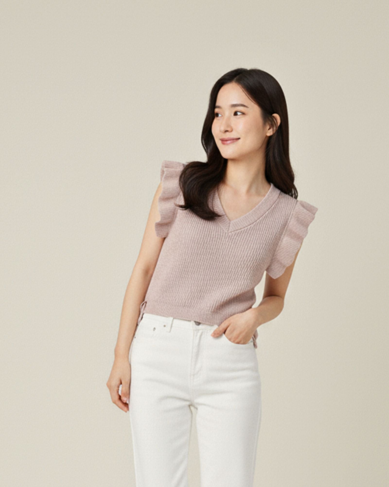 Pre-order: Flutter Ribbon V-neck Knitted Vest (Kids & Adults)