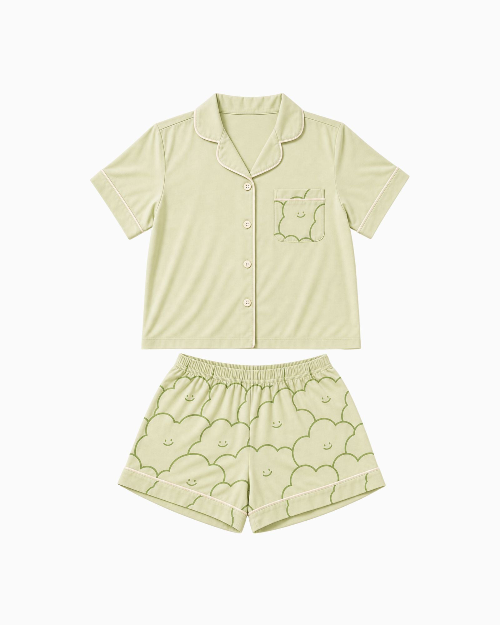 Pre-order: Kids Cloud Collar Lounge Set - Lime Soda