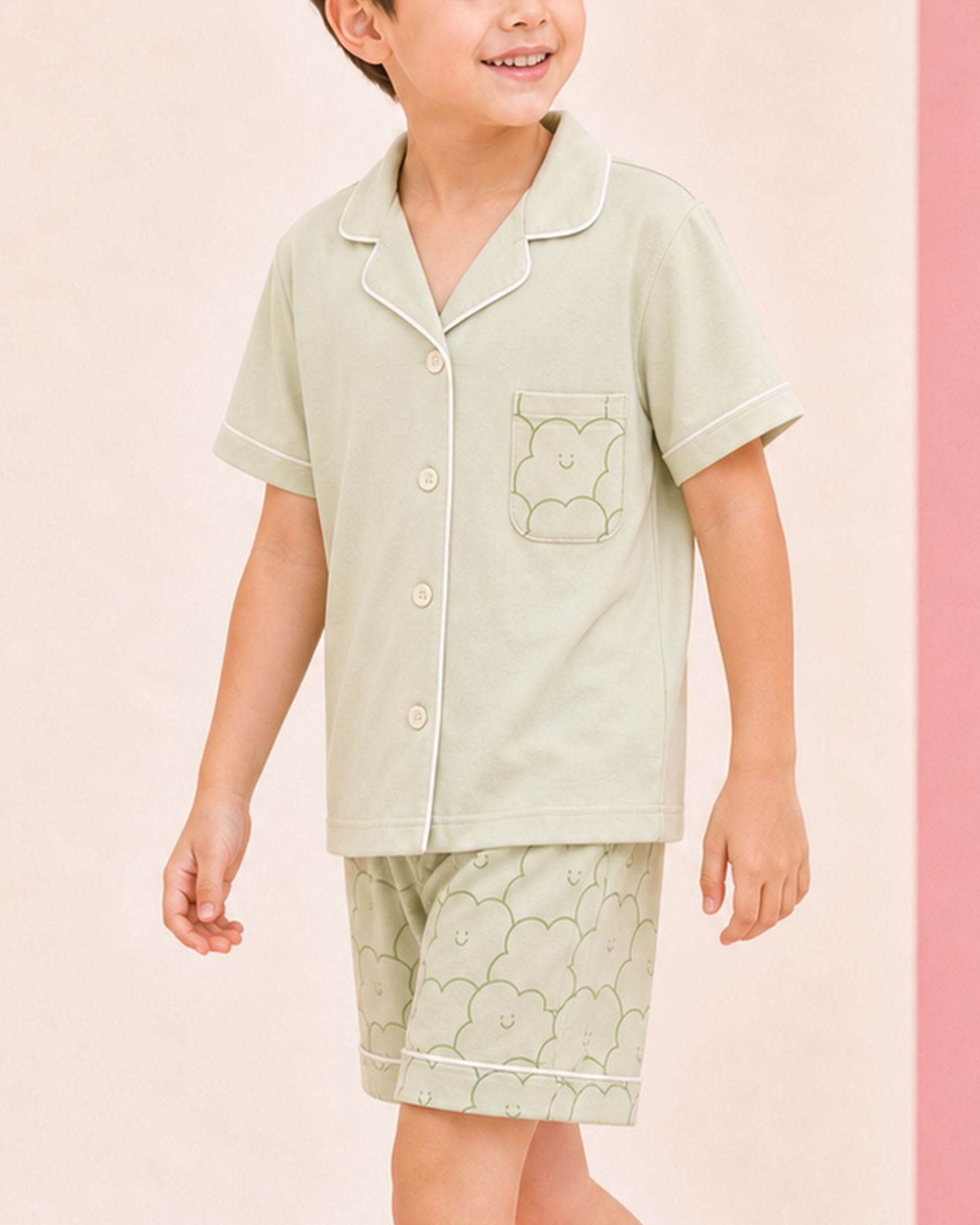 Pre-order: Kids Cloud Collar Lounge Set - Lime Soda