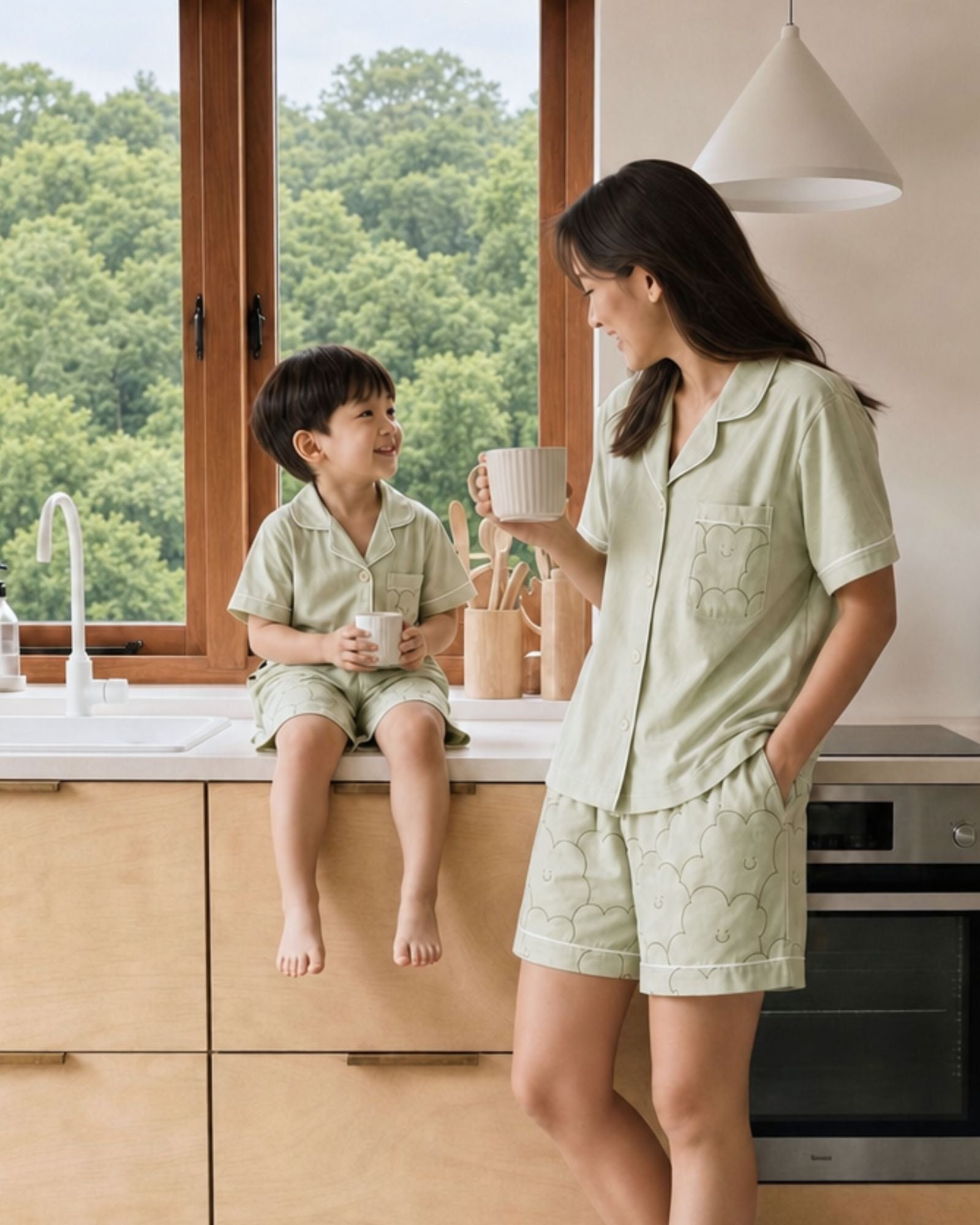 Pre-order: Kids Cloud Collar Lounge Set - Lime Soda