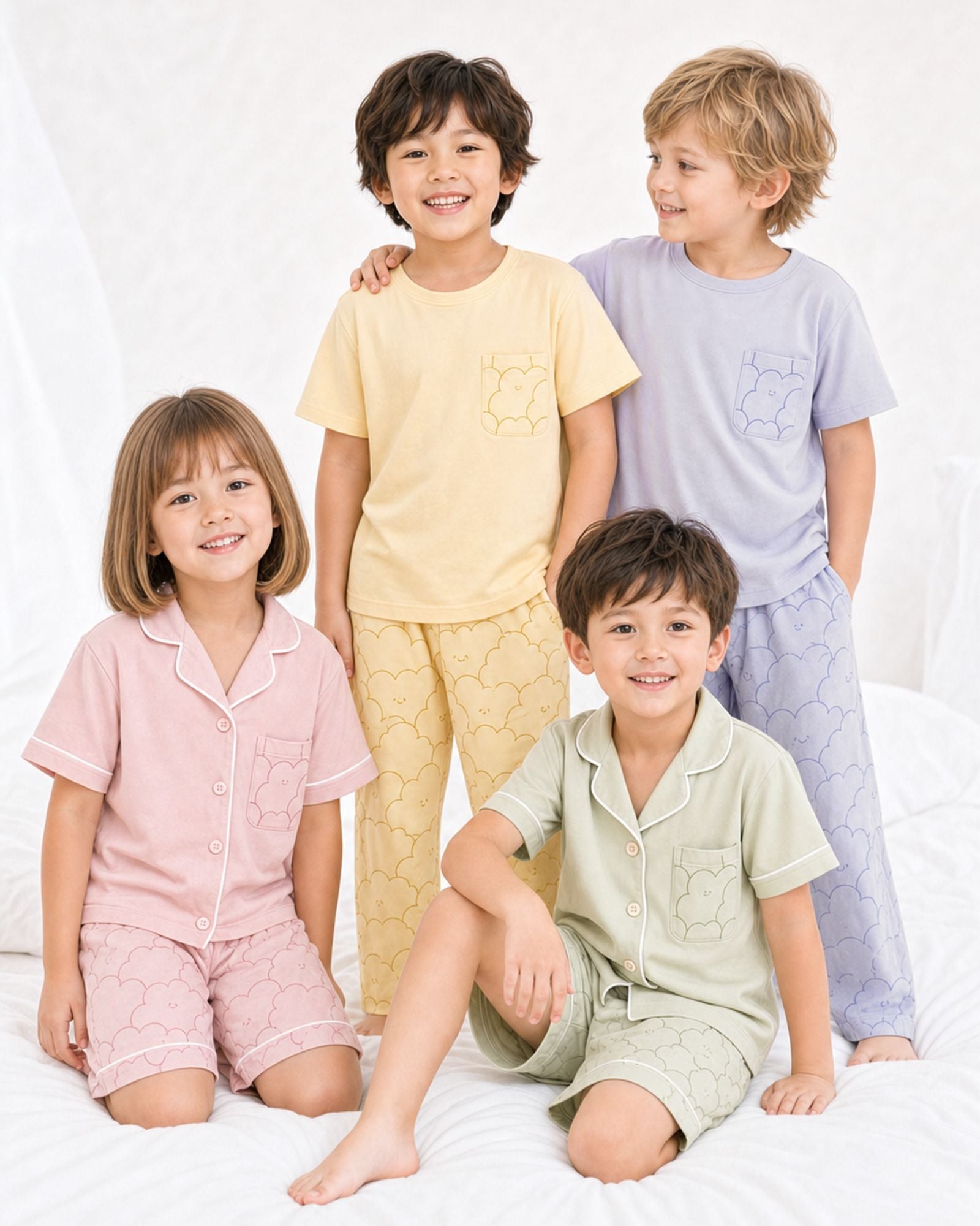 Pre-order: Kids Cloud Collar Lounge Set - Lime Soda