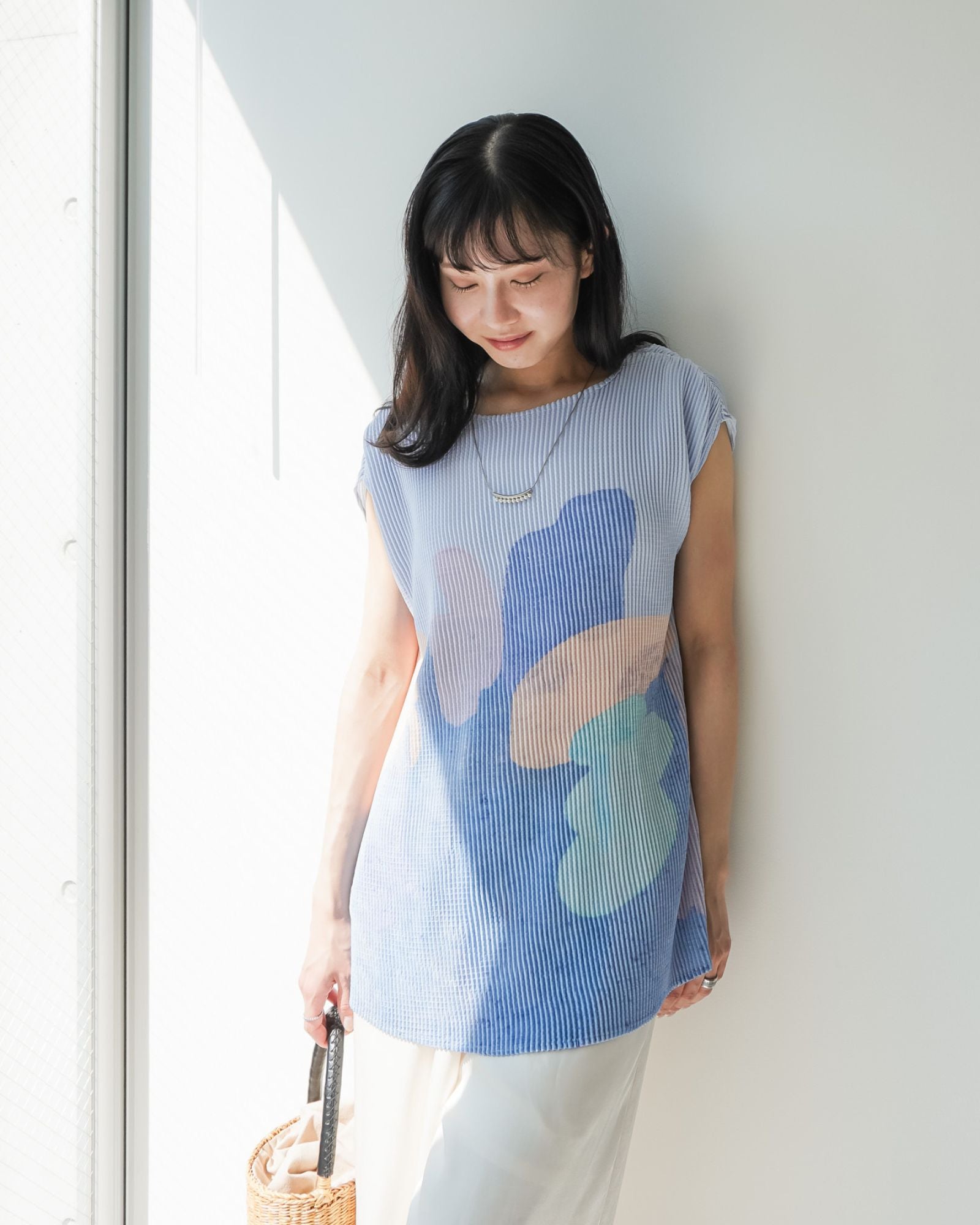 Moonlit Glow Crystal Pleated Top