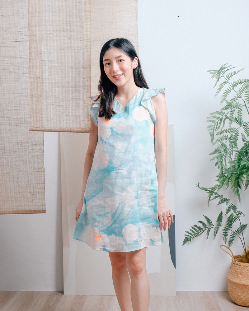 Mums Watercolor Floral Flutter Dress