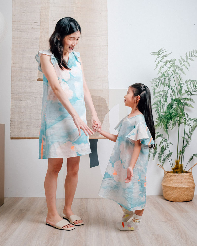 Mums Watercolor Floral Flutter Dress
