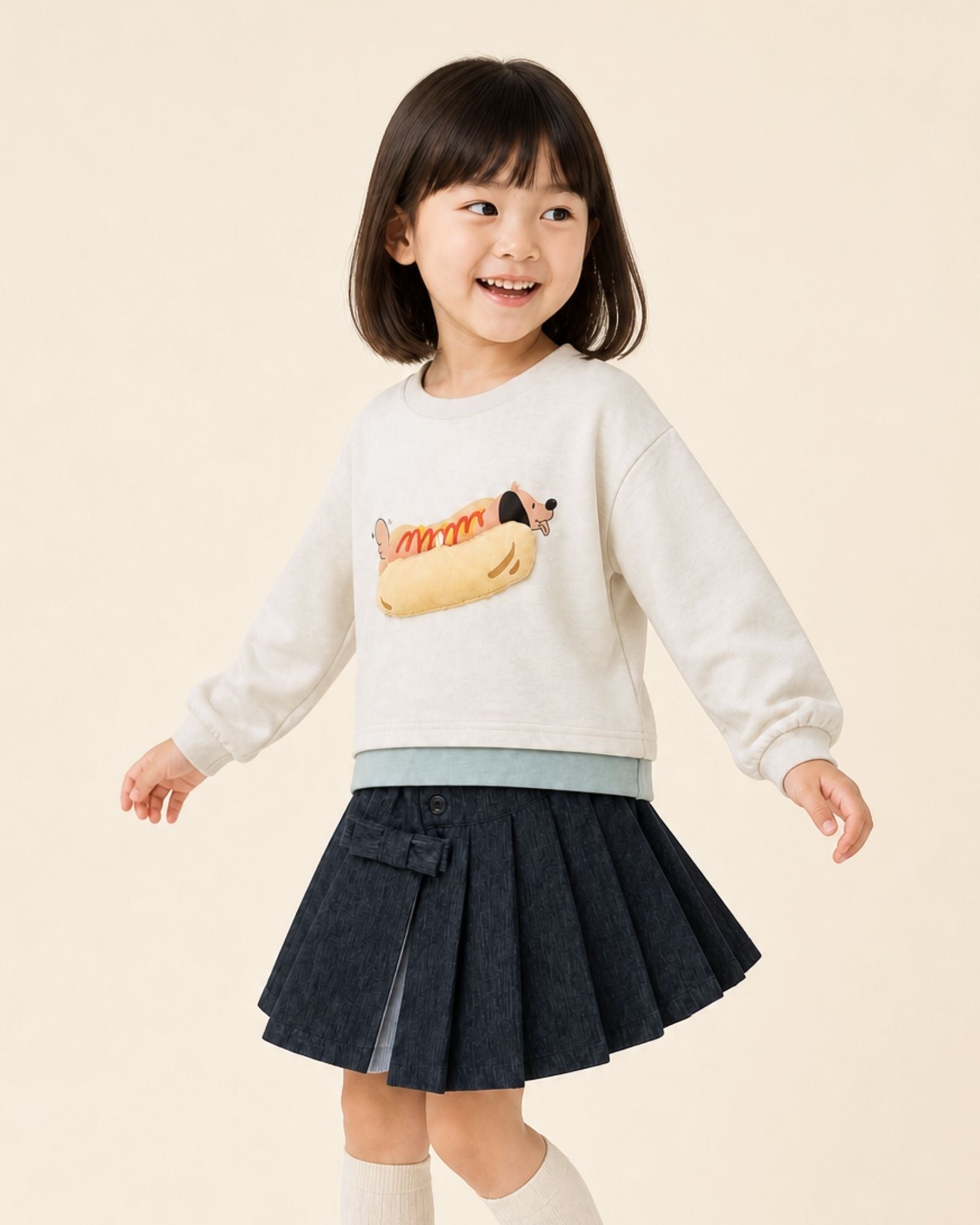 Pre-order: Pretty Pleats Girls Denim Skirt