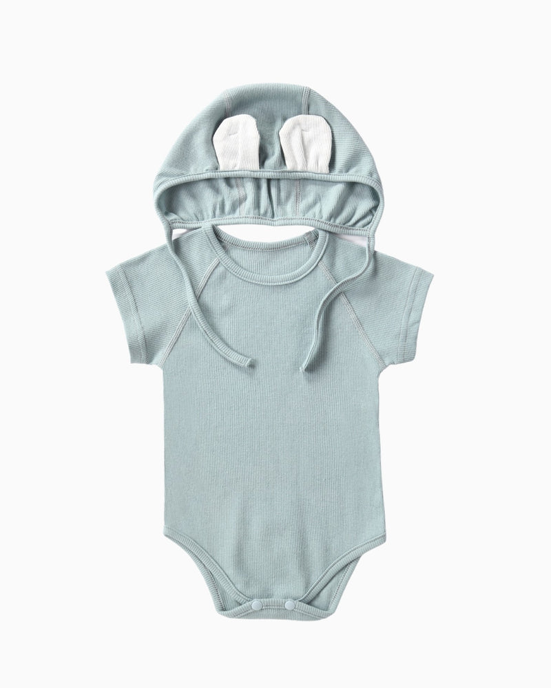 Bear Romper with Bonnet (Light Blue)