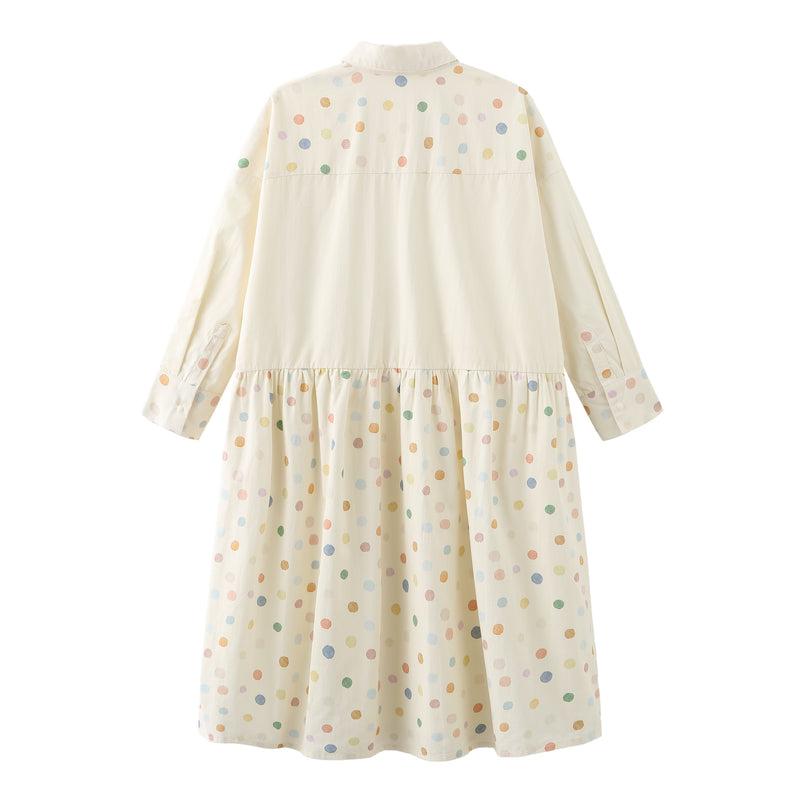 Mom Shirt Dress, Dancing Polka Dots Shirt Dress - Adult, 100% Cotton