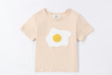 Family matching, with little sunny side up egg tee, orange, cotton,sophisticated 3-D egg