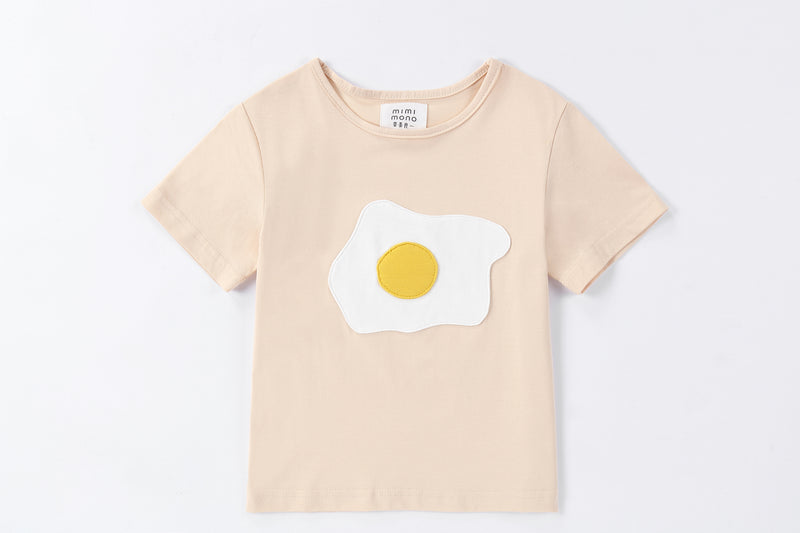 Family matching, with little sunny side up egg tee, orange, cotton,sophisticated 3-D egg