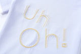 family matching clothes, uh-oh tee, mom and daughter matching, summer embroidery tee, purple