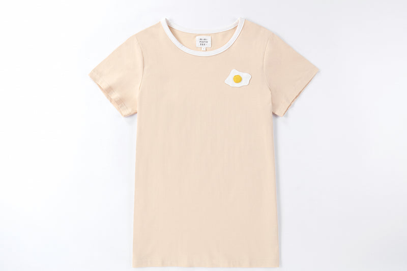 Family matching, with little sunny side up egg tee, orange, cotton,sophisticated 3-D egg