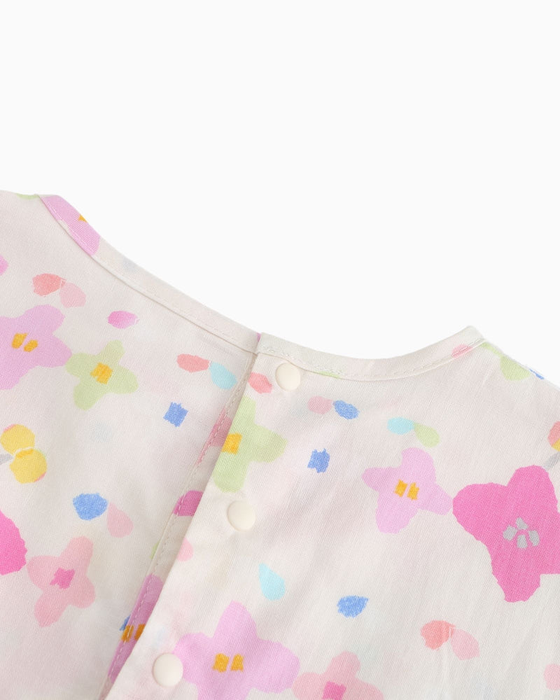 Floral Batwing Sleeves Colourblock Dress