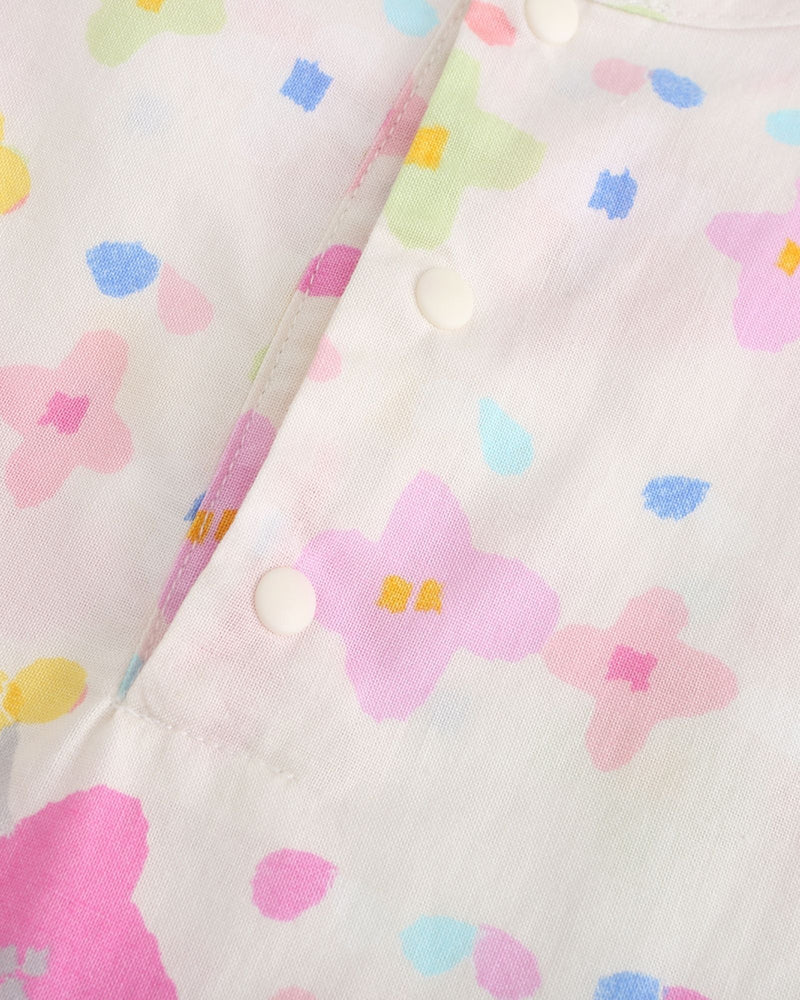 Floral Batwing Sleeves Colourblock Dress