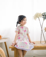 Floral Batwing Sleeves Colourblock Dress