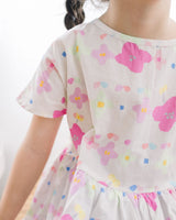 Floral Batwing Sleeves Colourblock Dress