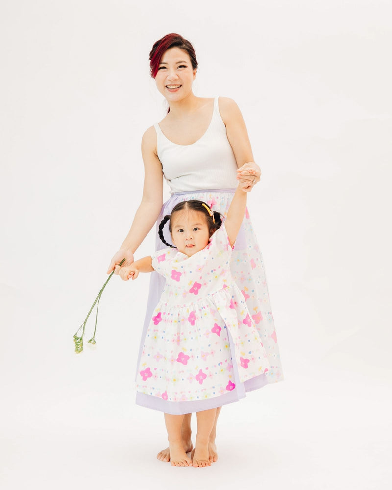 Floral Batwing Sleeves Colourblock Dress