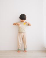 Boys kids clothing multi-pocket green playful tee for 2-7 years old. cotton made.