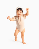 Bear Romper with Bonnet (Beige)