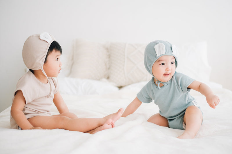 Bear Romper with Bonnet (Beige)