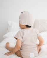 Bear Romper with Bonnet (Beige)