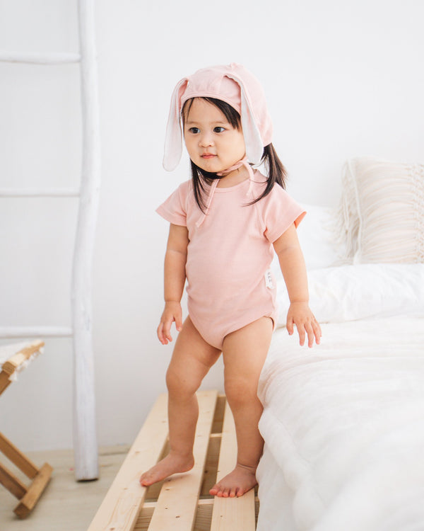 Bunny Romper with Bonnet (Pink)